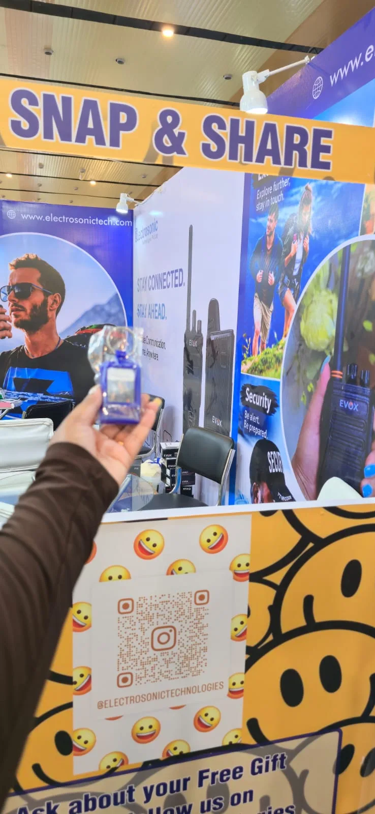 Interactive Electrosonic booth area with social media engagement and radio displays